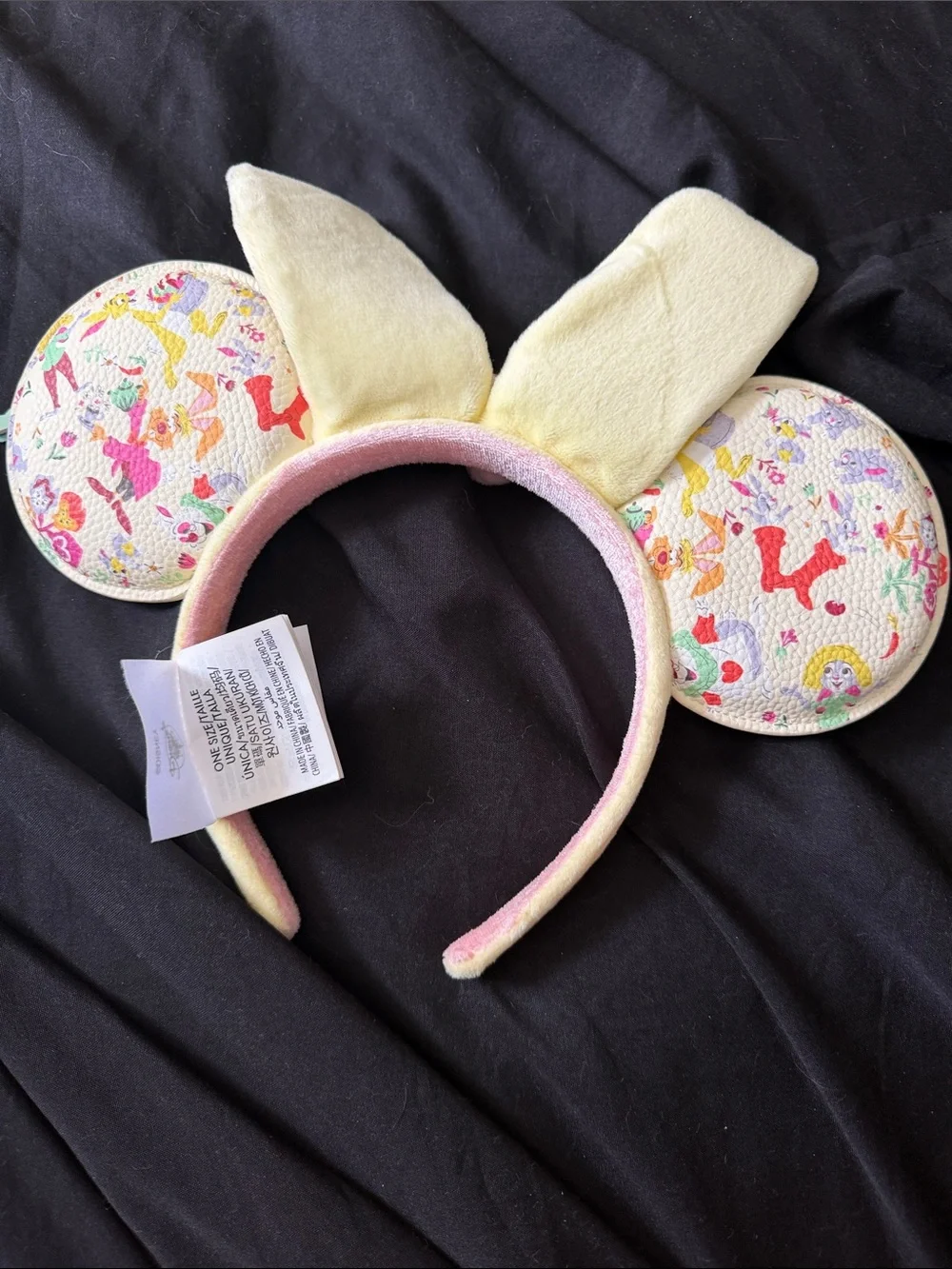 Disney Pastel Yellow and Pink Minnie Ear Headband with Floral Bow